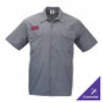 Mercer Culinary M60250BK Metro Edge Unisex Gray Short Sleeve Brewer / Work Shirt - L Mercer Culinary M60250BK Metro Edge Unisex Gray Short Sleeve Brewer / Work Shirt - L