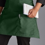 Choice Hunter Green Poly-Cotton Half Bistro Apron with 2 Pockets - 18