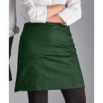 Choice Hunter Green Poly-Cotton Half Bistro Apron with 2 Pockets - 18