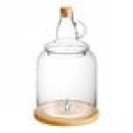 Acopa 4 Gallon Growler Glass Beverage Dispenser with Cork Lid and Wood Base