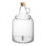 Acopa 4 Gallon Growler Glass Beverage Dispenser with Cork Lid and Wood Base