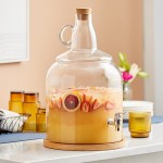 Acopa 4 Gallon Growler Glass Beverage Dispenser with Cork Lid and Wood Base