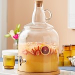 Acopa 4 Gallon Growler Glass Beverage Dispenser with Cork Lid and Wood Base