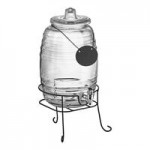Acopa 4 Gallon Growler Glass Beverage Dispenser with Cork Lid and Wood Base