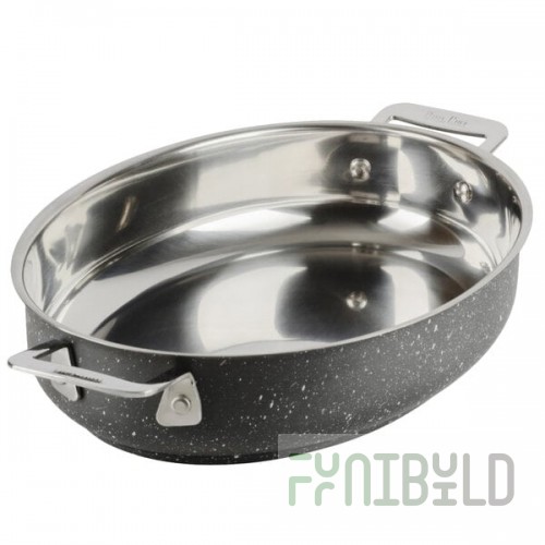 Bon Chef 60020GALAXY Cucina 1.2 Qt. Galaxy Stainless Steel Oval Au Gratin Dish