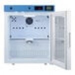 Summit Appliance ACR162GNSF456 EQTemp ACR Series 1.58 Cu. Ft. White / Blue Compact Glass Door Reach-In Medical Refrigerator with Temperature-Monitored Vaccine Storage - 115V