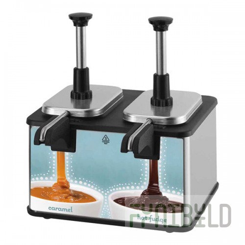 Server EZT 85920 EZ-Topper 48 oz. 2-Pouch Twin Topping Warmer with Heated Spout- 120V, 300W