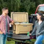CaterGator CG45SPBW Beige 45 Qt. Mobile Rotomolded Outdoor Cooler / Ice Chest