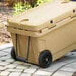 CaterGator CG45SPBW Beige 45 Qt. Mobile Rotomolded Outdoor Cooler / Ice Chest