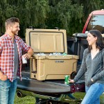 CaterGator CG45SPBW Beige 45 Qt. Mobile Rotomolded Outdoor Cooler / Ice Chest