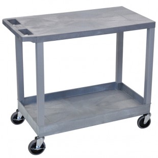 Luxor EC21-G Gray 1 Tub and 1 Flat Shelf Utility Cart - 32