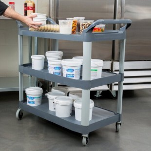 Rubbermaid® FG409100GRAY Xtra Gray 300 lb. Three Shelf Utility Cart / Bus Cart 40 Rubbermaid® FG409100GRAY Xtra Gray 300 lb. Three Shelf Utility Cart / Bus Cart 40
