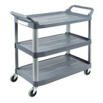 Rubbermaid® FG409100GRAY Xtra Gray 300 lb. Three Shelf Utility Cart / Bus Cart 40 Rubbermaid® FG409100GRAY Xtra Gray 300 lb. Three Shelf Utility Cart / Bus Cart 40