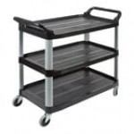 Rubbermaid® FG409100GRAY Xtra Gray 300 lb. Three Shelf Utility Cart / Bus Cart 40 Rubbermaid® FG409100GRAY Xtra Gray 300 lb. Three Shelf Utility Cart / Bus Cart 40