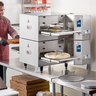 Cooking Performance Group ICOE-32-K2D Double Stacked Countertop Impinger Electric Conveyor Oven with 32