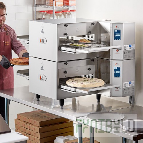 Cooking Performance Group ICOE-32-K2D Double Stacked Countertop Impinger Electric Conveyor Oven with 32