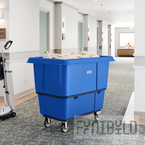 Lavex 16 Cubic Foot Blue Leakproof Cube Truck (1000 lb. Capacity)
