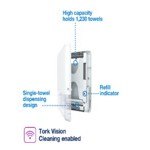 Tork Peakserve 552530 White Mini Continuous Paper Towel Dispenser H5