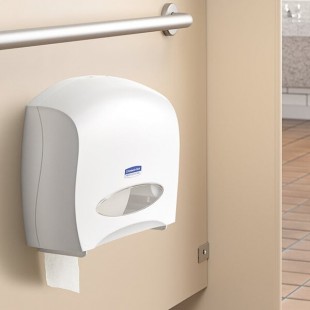 Kimberly-Clark Professional 09508 White Jumbo Roll Horizontal Toilet Paper Dispenser with Stub Roll Section Kimberly-Clark Professional 09508 White Jumbo Roll Horizontal Toilet Paper Dispenser with Stub Roll Section
