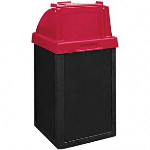 Wausau Tile TF1017 Tuffy 22 Gallon Plastic Square Trash Can with Push Door Lid and Tray Caddy Wausau Tile TF1017 Tuffy 22 Gallon Plastic Square Trash Can with Push Door Lid and Tray Caddy