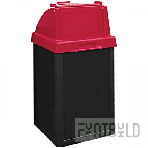 Wausau Tile TF1017 Tuffy 22 Gallon Plastic Square Trash Can with Push Door Lid and Tray Caddy