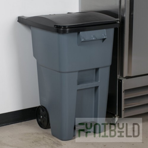 Rubbermaid® 1971956 200 Qt. / 50 Gallon Gray Standard Step-On Wheeled Rectangular Trash Can with Lid