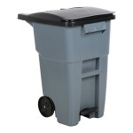 Rubbermaid® 1971956 200 Qt. / 50 Gallon Gray Standard Step-On Wheeled Rectangular Trash Can with Lid