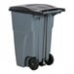 Rubbermaid® 1971956 200 Qt. / 50 Gallon Gray Standard Step-On Wheeled Rectangular Trash Can with Lid