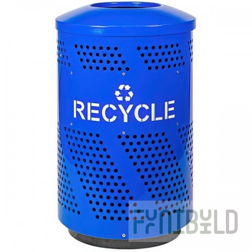 Ex-Cell Kaiser Arena 51 Series ARENA-51 R 51 Gallon Blue Steel Customizable Outdoor Recycling Receptacle with Dome Top