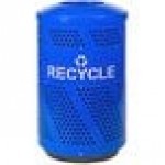 Ex-Cell Kaiser Arena 51 Series ARENA-51 R 51 Gallon Blue Steel Customizable Outdoor Recycling Receptacle with Dome Top