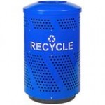 Ex-Cell Kaiser Arena 51 Series ARENA-51 R 51 Gallon Blue Steel Customizable Outdoor Recycling Receptacle with Dome Top