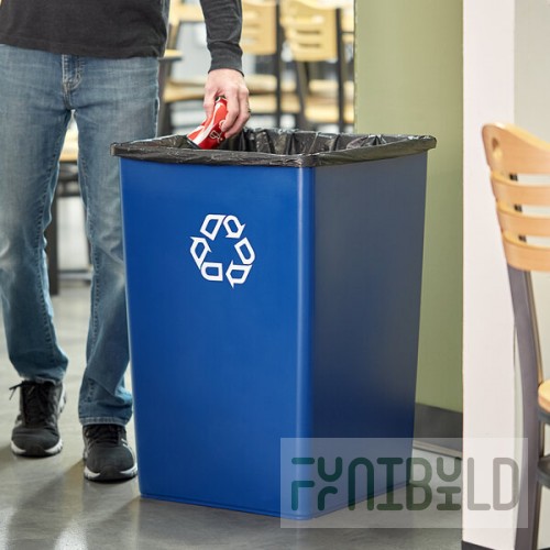 Rubbermaid® FG395873BLUE Untouchable 35 Gallon Blue Square Recycling Container