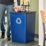 Rubbermaid® FG395873BLUE Untouchable 35 Gallon Blue Square Recycling Container