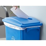 Lavex 16 Gallon Blue Slim Rectangular Recycle Bin with Paper Slot Lid Lavex 16 Gallon Blue Slim Rectangular Recycle Bin with Paper Slot Lid