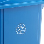 Lavex 16 Gallon Blue Slim Rectangular Recycle Bin with Paper Slot Lid Lavex 16 Gallon Blue Slim Rectangular Recycle Bin with Paper Slot Lid