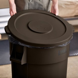 Lavex 44 Gallon Brown Round Commercial Trash Can Lid