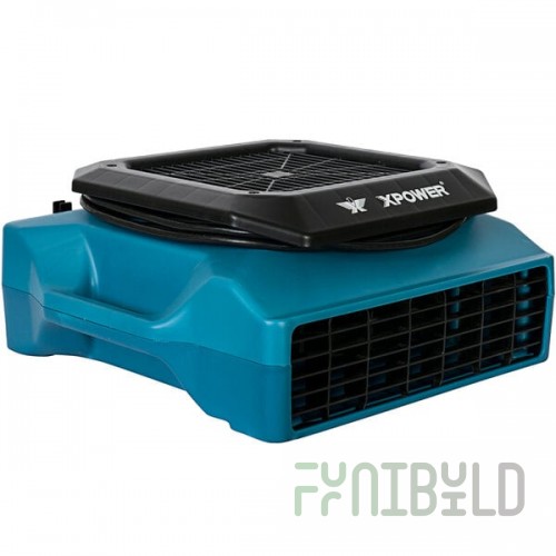 XPOWER PL-700A-Blue 3-Speed Low Profile Air Mover with GFCI Power Outlets - 1/3 hp