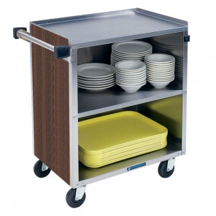Lakeside 622W 3 Shelf Medium Duty Stainless Steel Utility Cart with Enclosed Base and Walnut Finish - 19