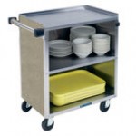 Lakeside 622W 3 Shelf Medium Duty Stainless Steel Utility Cart with Enclosed Base and Walnut Finish - 19