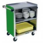 Lakeside 622W 3 Shelf Medium Duty Stainless Steel Utility Cart with Enclosed Base and Walnut Finish - 19