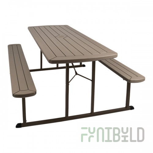 National Public Seating BMPT Series 6' Brown Folding Picnic Table with Brown Frame