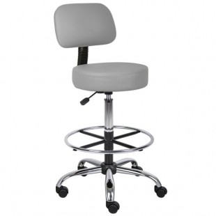 Boss B16245-GY Caressoft Gray Vinyl Medical / Drafting Stool with Back Cushion Boss B16245-GY Caressoft Gray Vinyl Medical / Drafting Stool with Back Cushion