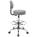 Boss B16245-GY Caressoft Gray Vinyl Medical / Drafting Stool with Back Cushion Boss B16245-GY Caressoft Gray Vinyl Medical / Drafting Stool with Back Cushion