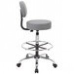 Boss B16245-GY Caressoft Gray Vinyl Medical / Drafting Stool with Back Cushion Boss B16245-GY Caressoft Gray Vinyl Medical / Drafting Stool with Back Cushion