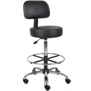 Boss B16245-BK Caressoft Black Vinyl Medical / Drafting Stool with Back Cushion Boss B16245-BK Caressoft Black Vinyl Medical / Drafting Stool with Back Cushion