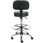 Boss B16245-BK Caressoft Black Vinyl Medical / Drafting Stool with Back Cushion Boss B16245-BK Caressoft Black Vinyl Medical / Drafting Stool with Back Cushion