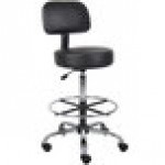Boss B16245-BK Caressoft Black Vinyl Medical / Drafting Stool with Back Cushion Boss B16245-BK Caressoft Black Vinyl Medical / Drafting Stool with Back Cushion
