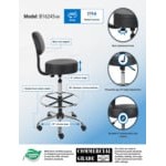 Boss B16245-BK Caressoft Black Vinyl Medical / Drafting Stool with Back Cushion Boss B16245-BK Caressoft Black Vinyl Medical / Drafting Stool with Back Cushion