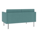 Lesro Luxe Lounge Series Patriot Plus Sea Vinyl Loveseat with Upholstered Arms and Steel Legs Lesro Luxe Lounge Series Patriot Plus Sea Vinyl Loveseat with Upholstered Arms and Steel Legs