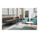 Lesro Luxe Lounge Series Patriot Plus Sea Vinyl Loveseat with Upholstered Arms and Steel Legs Lesro Luxe Lounge Series Patriot Plus Sea Vinyl Loveseat with Upholstered Arms and Steel Legs